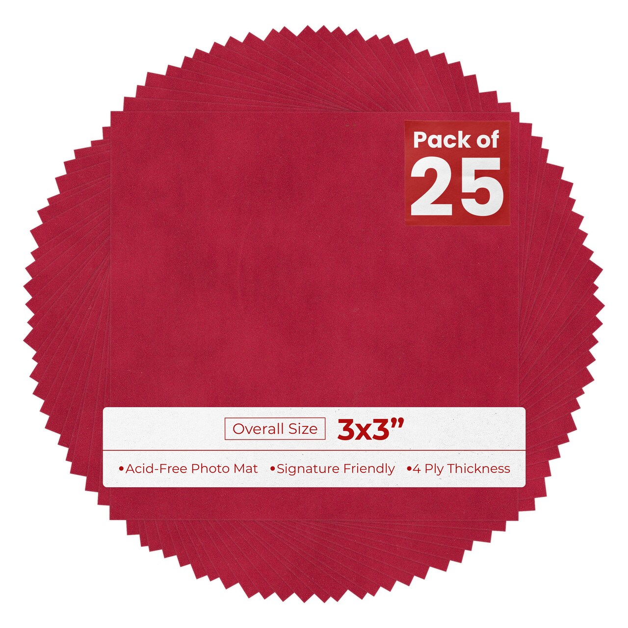 Red Suede 3x3 Inch Uncut Mat Board - Blank Sheets, No Opening